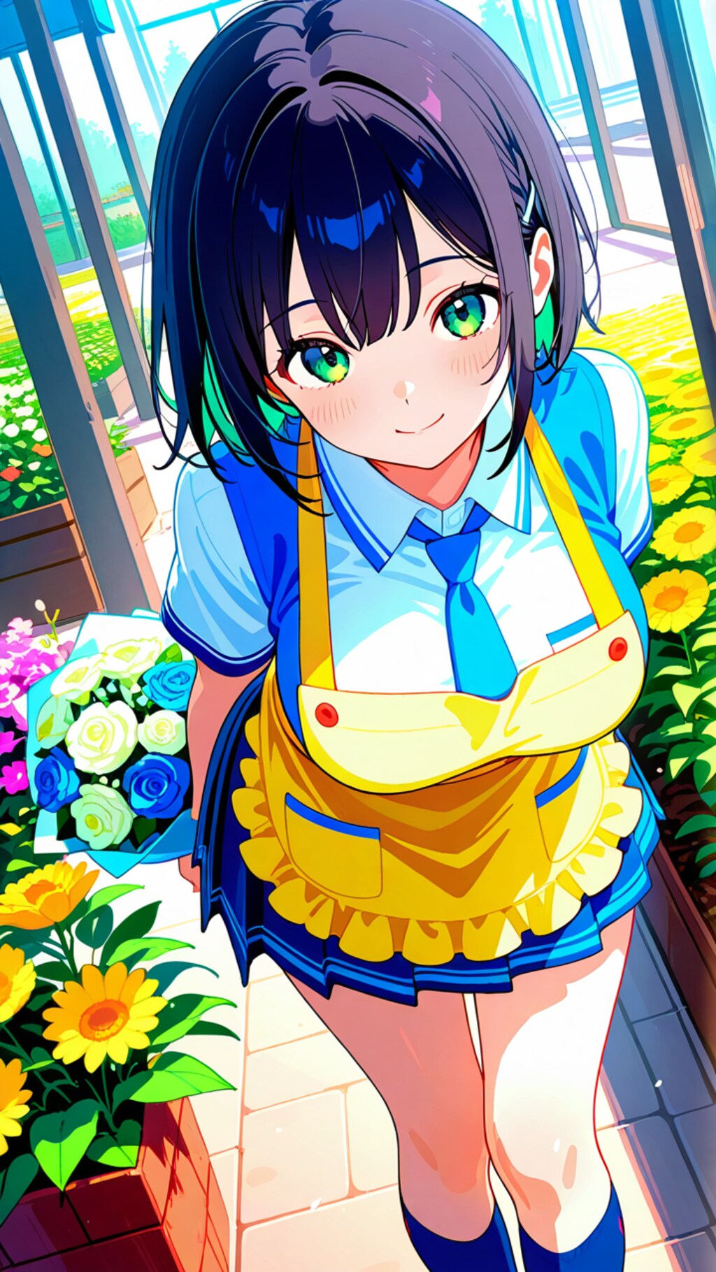 花屋でバイトしている黒髪JKさん