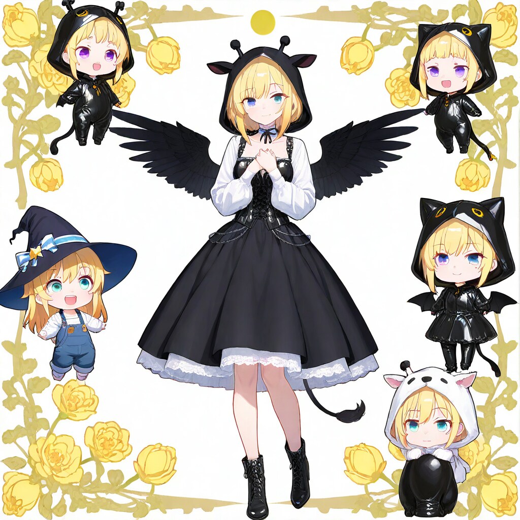 魔女の使い魔風お姉さんと着ぐるみちび子ちゃん | の人気AIイラスト・グラビア