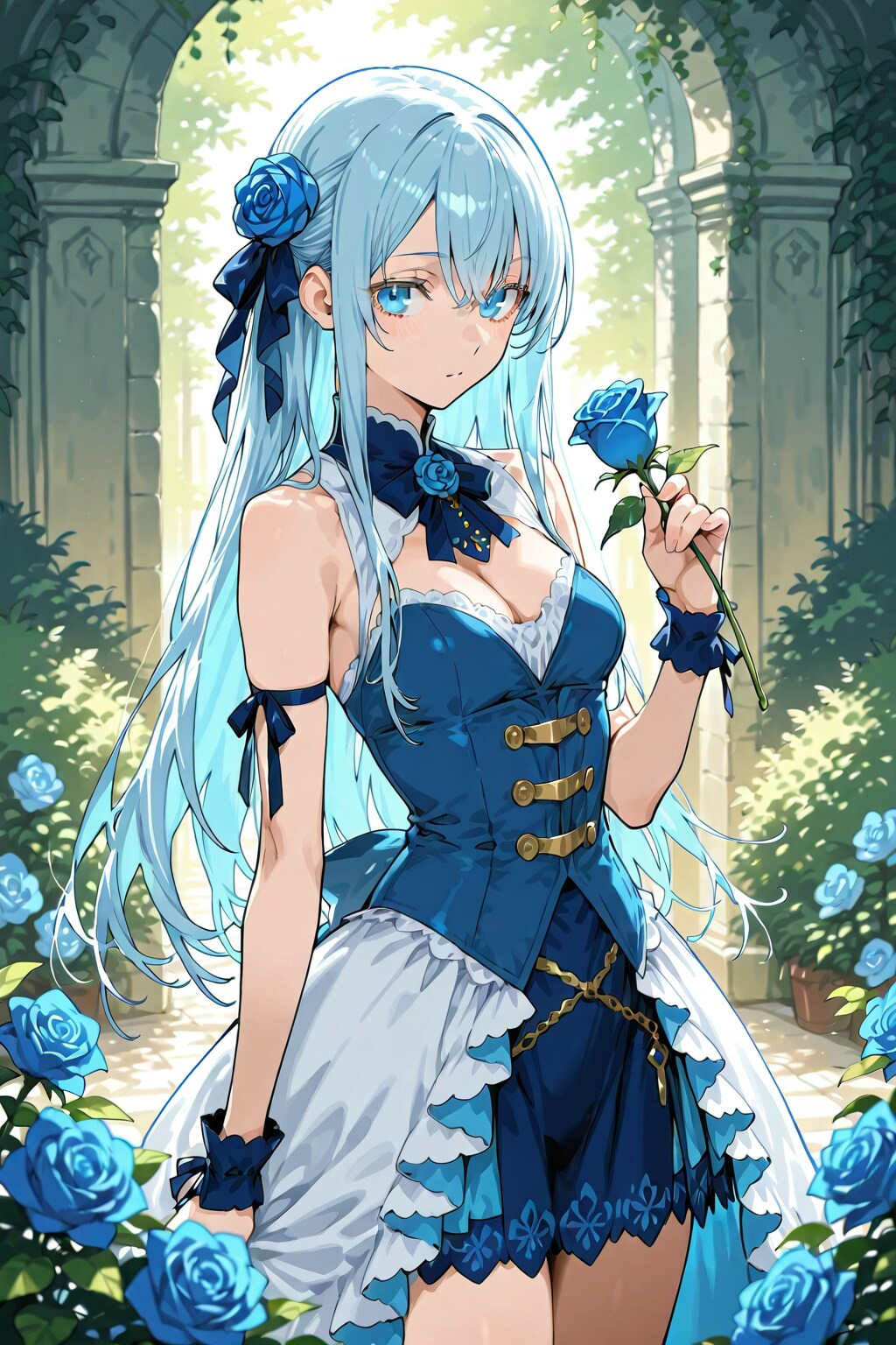 青薔薇の庭で | の人気AIイラスト・グラビア