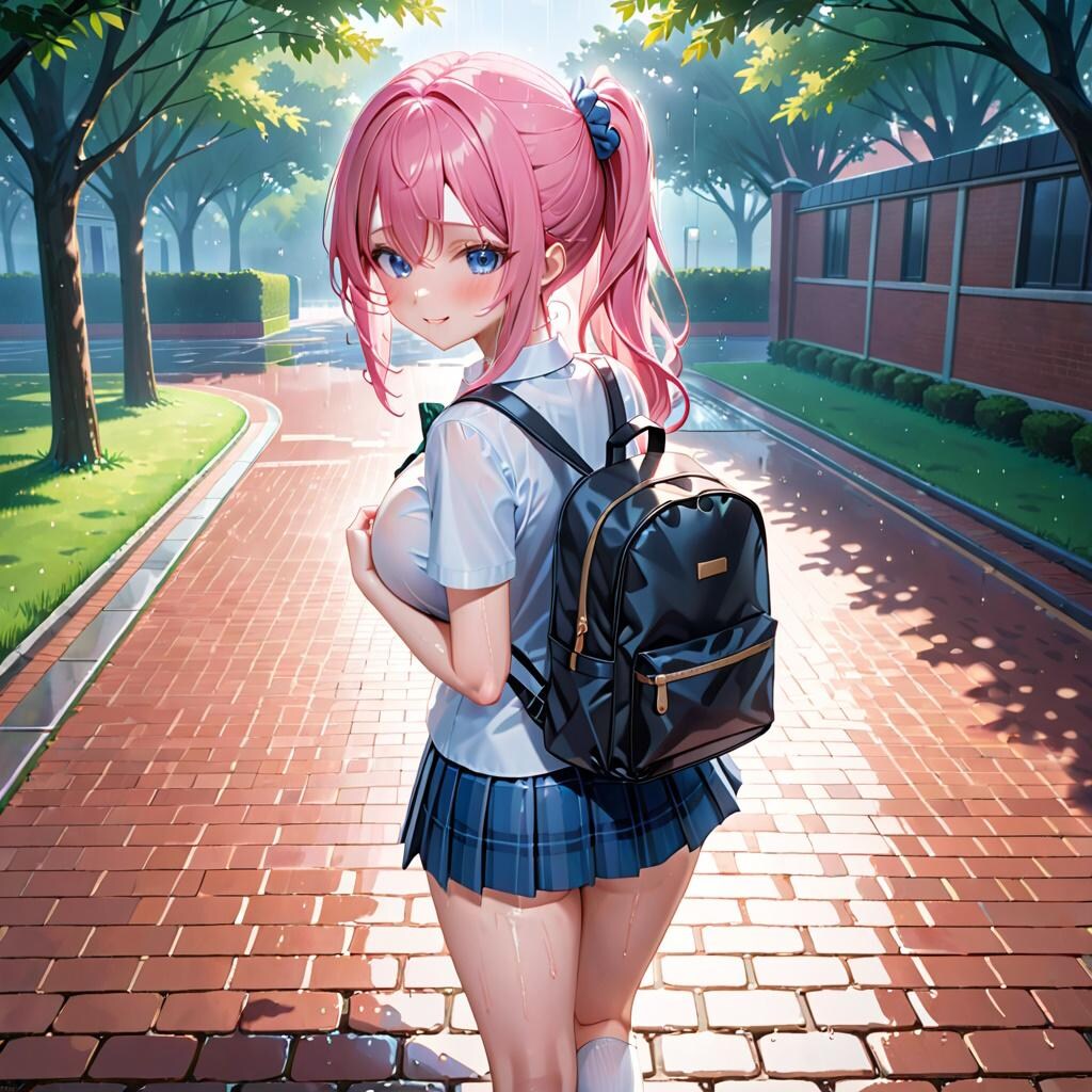 通り雨と通学中のあの娘