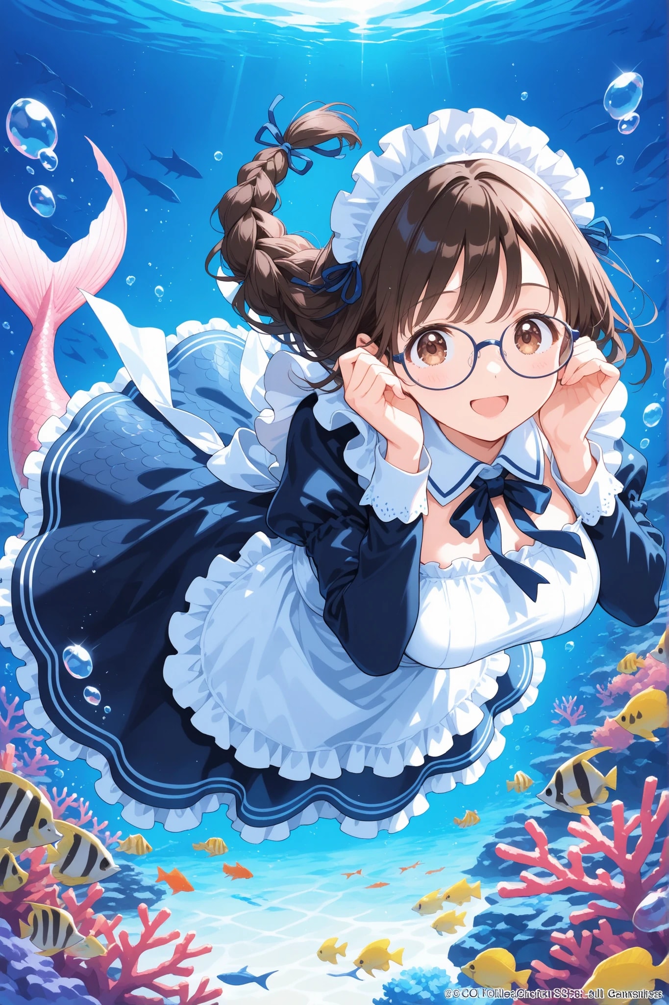 眼鏡三つ編みマァ、メイド | の人気AIイラスト・グラビア