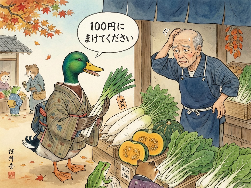 カモが値切ってくる