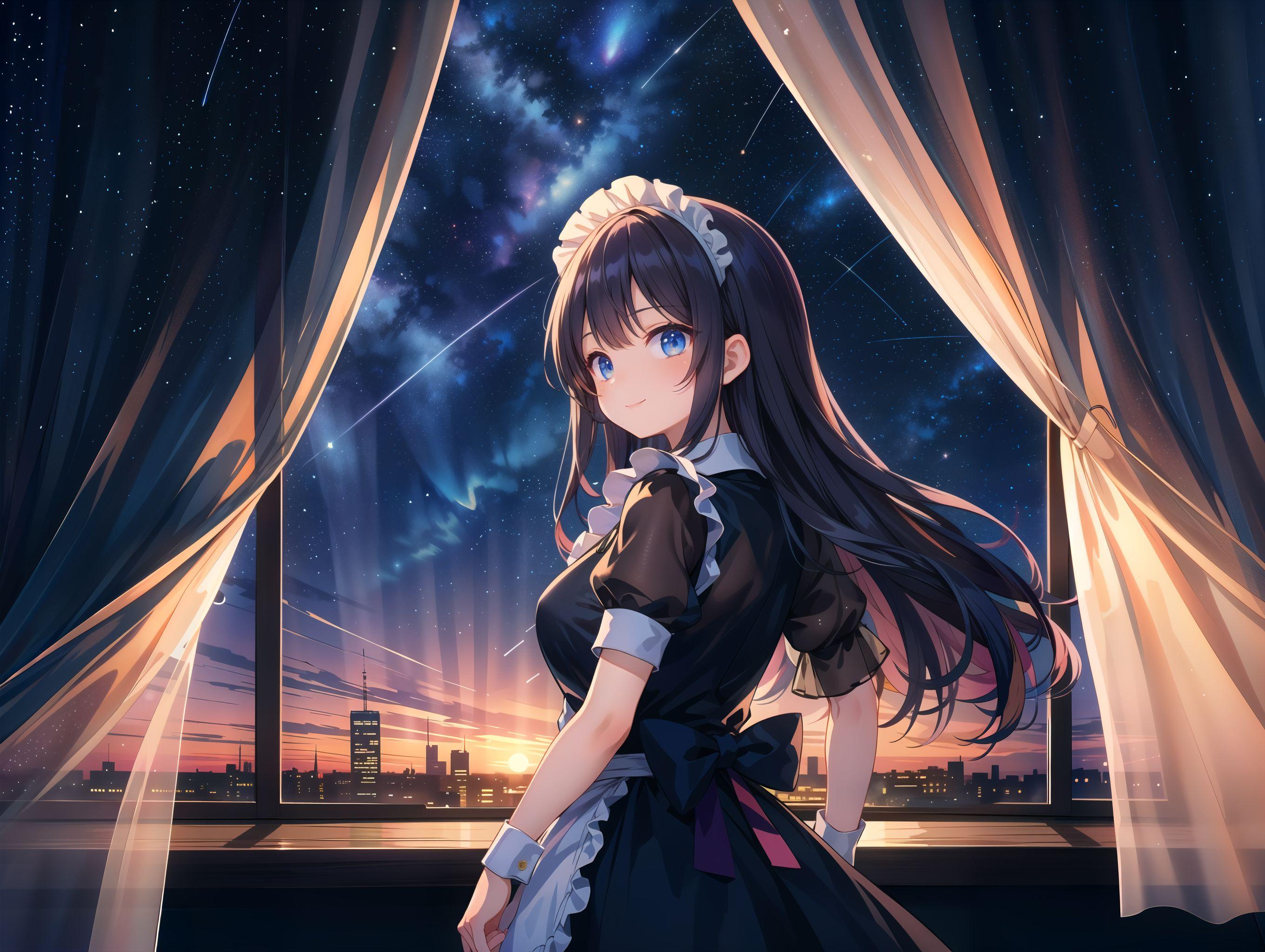 窓辺のメイドさん