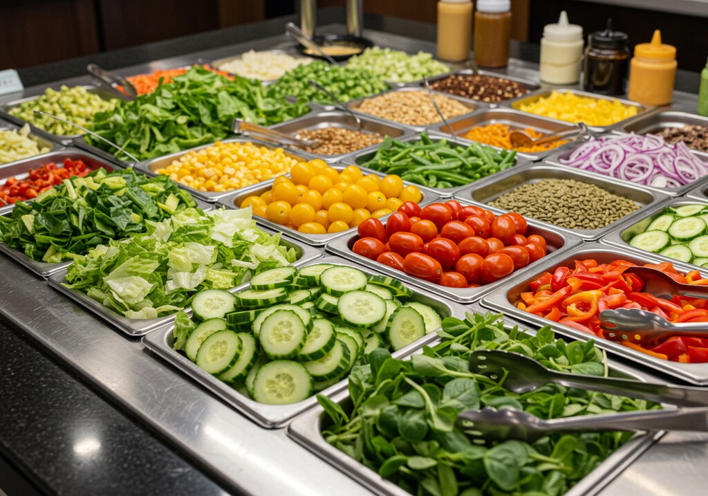 摩訶不思議食堂の新鮮野菜サラダバーはピザ付き