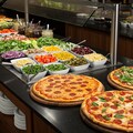 摩訶不思議食堂の新鮮野菜サラダバーはピザ付き 2枚目