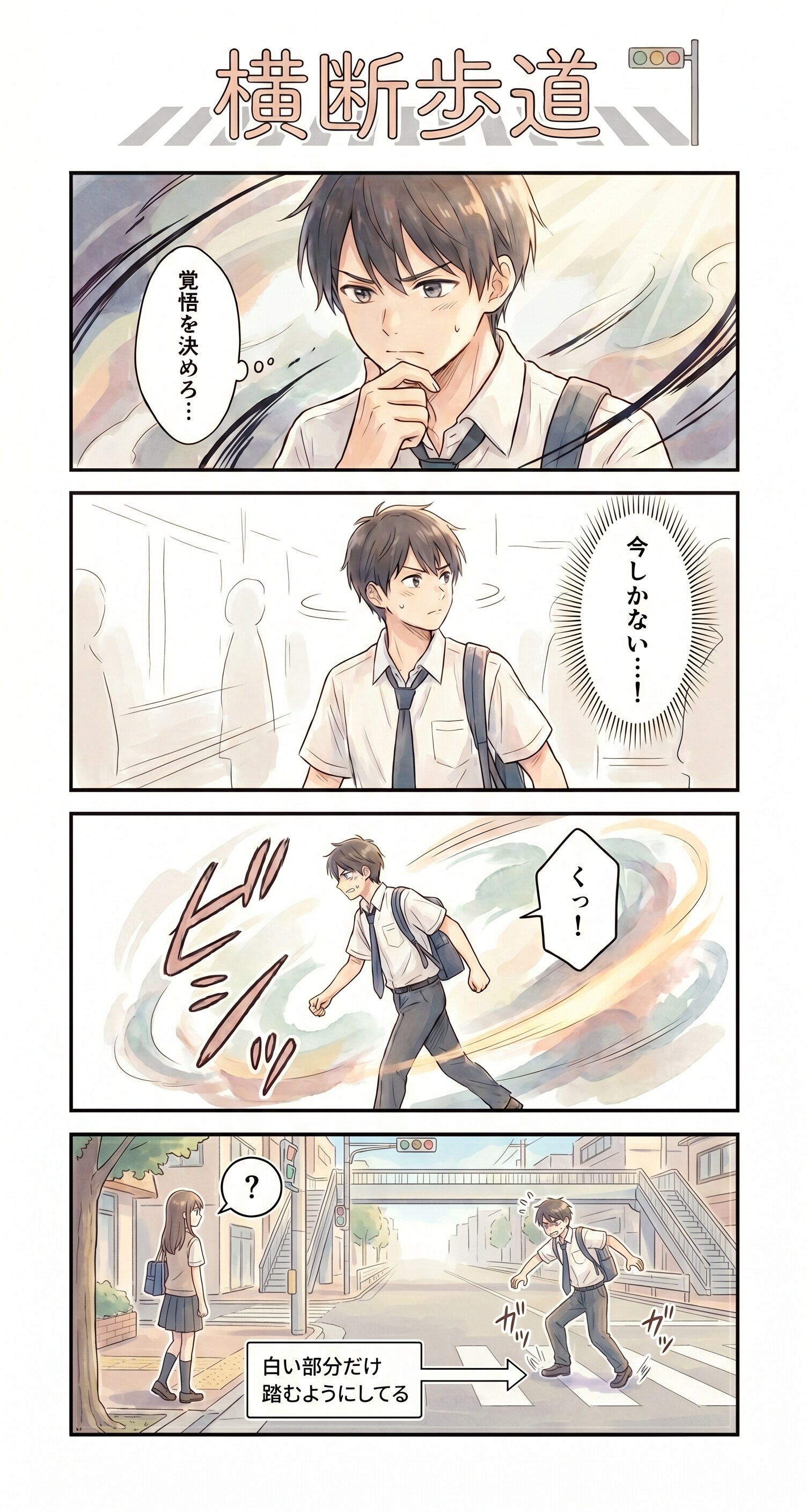 #10 ゆる日常4コマ漫画「横断歩道」