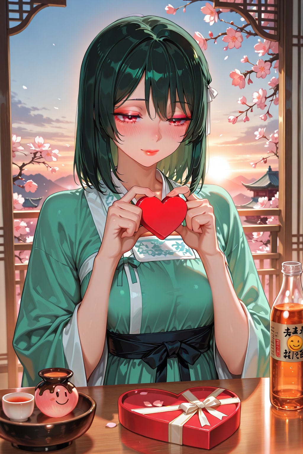 漢服の栞子と桃の花(ちちぷい版)