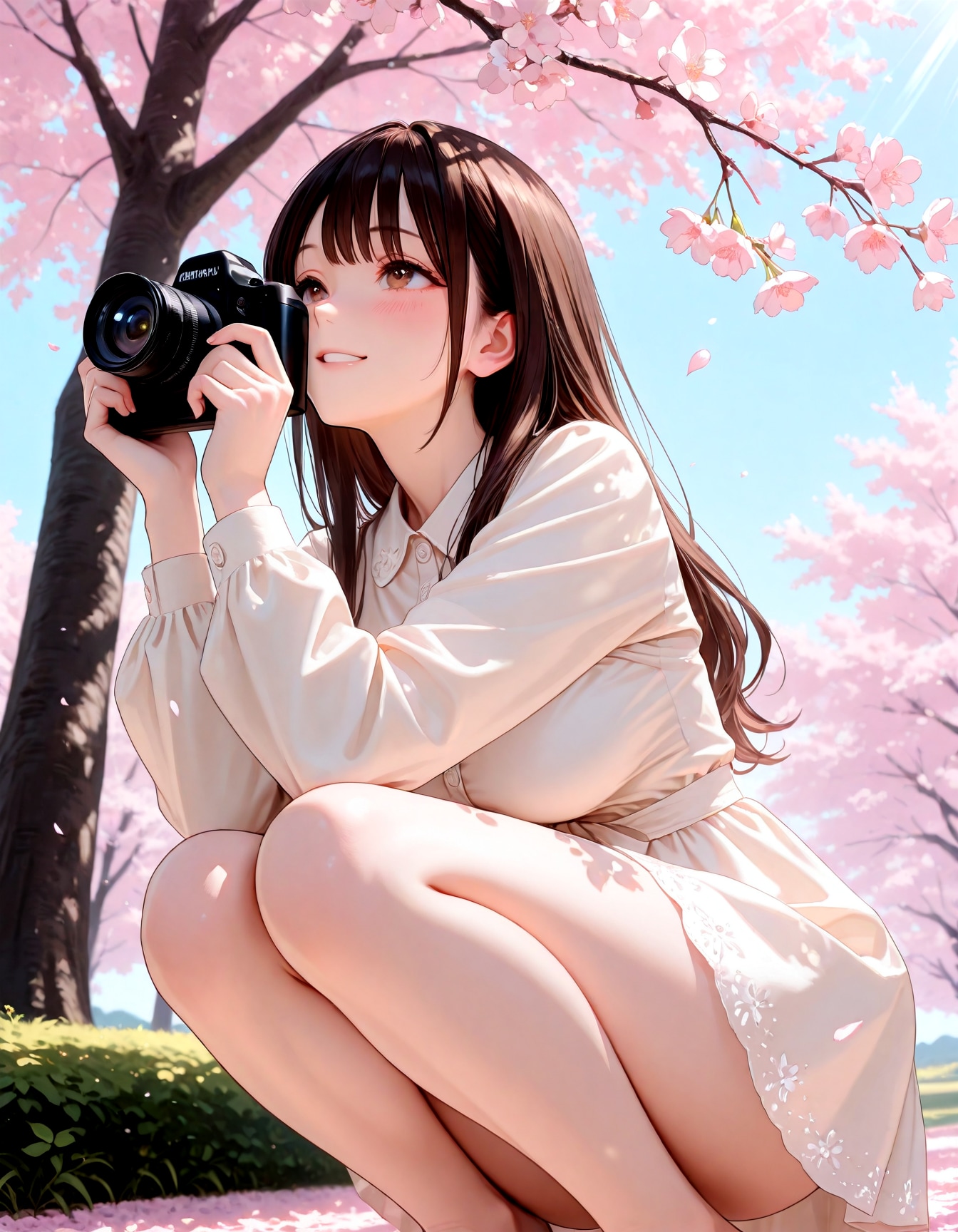 桜を撮る女の娘 | の人気AIイラスト・グラビア