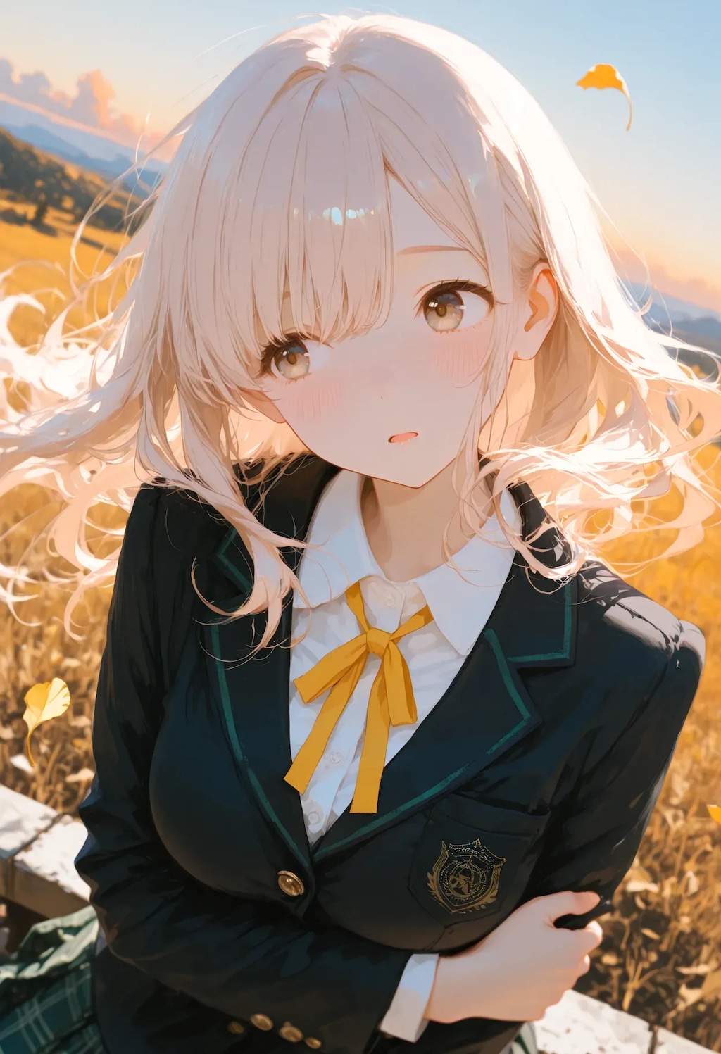 夕日に染まる頬