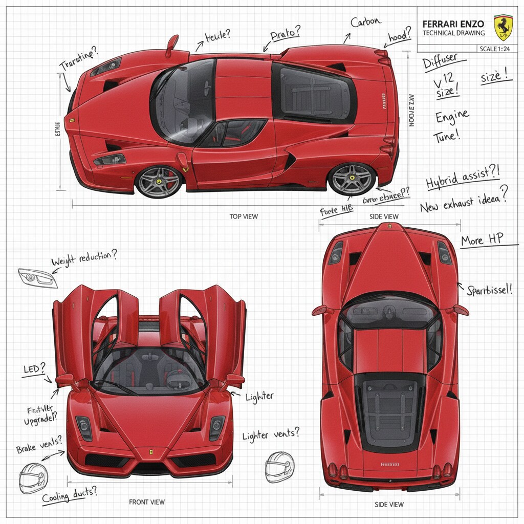 エンツォ三面図 | の人気AIイラスト・グラビア