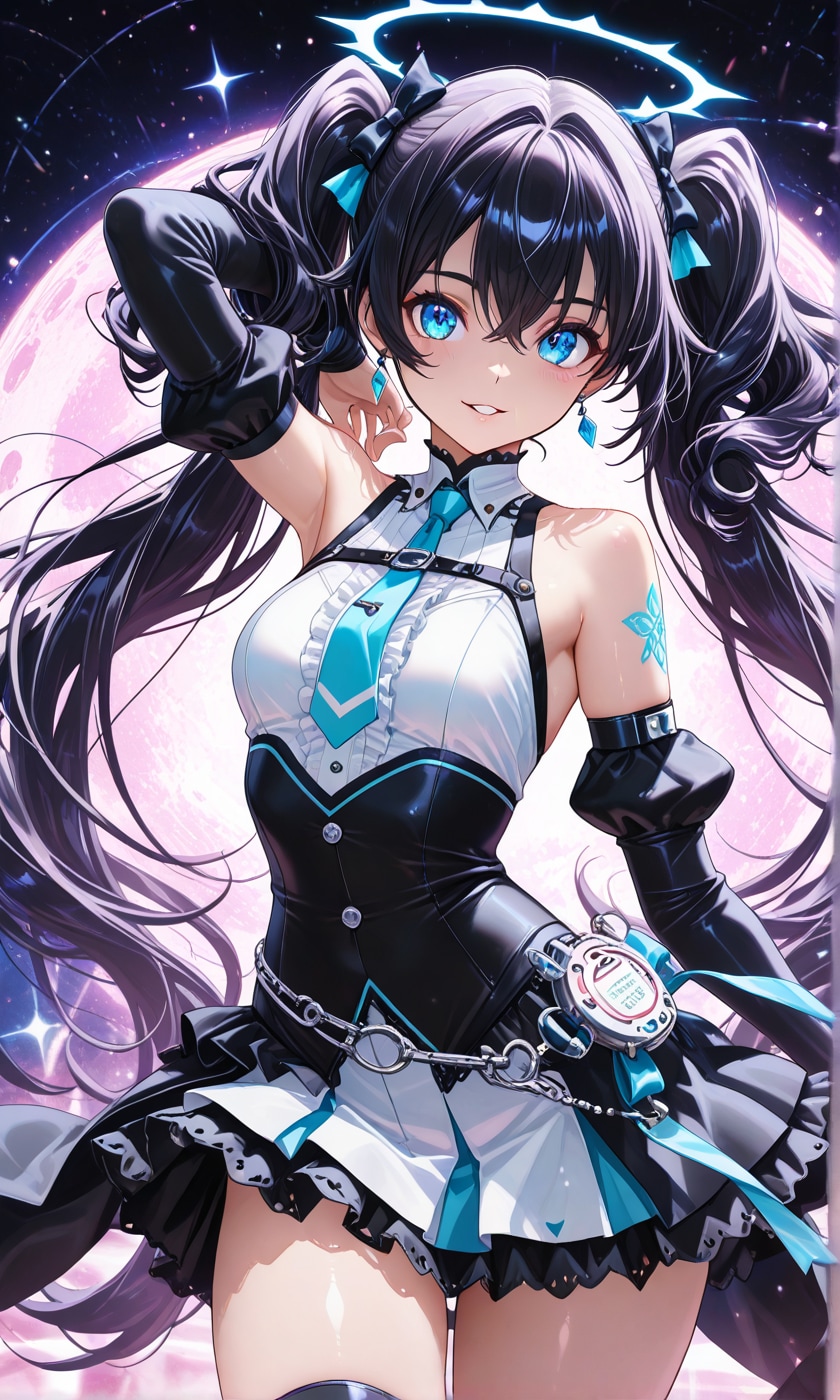 黒髪ツインテール美女