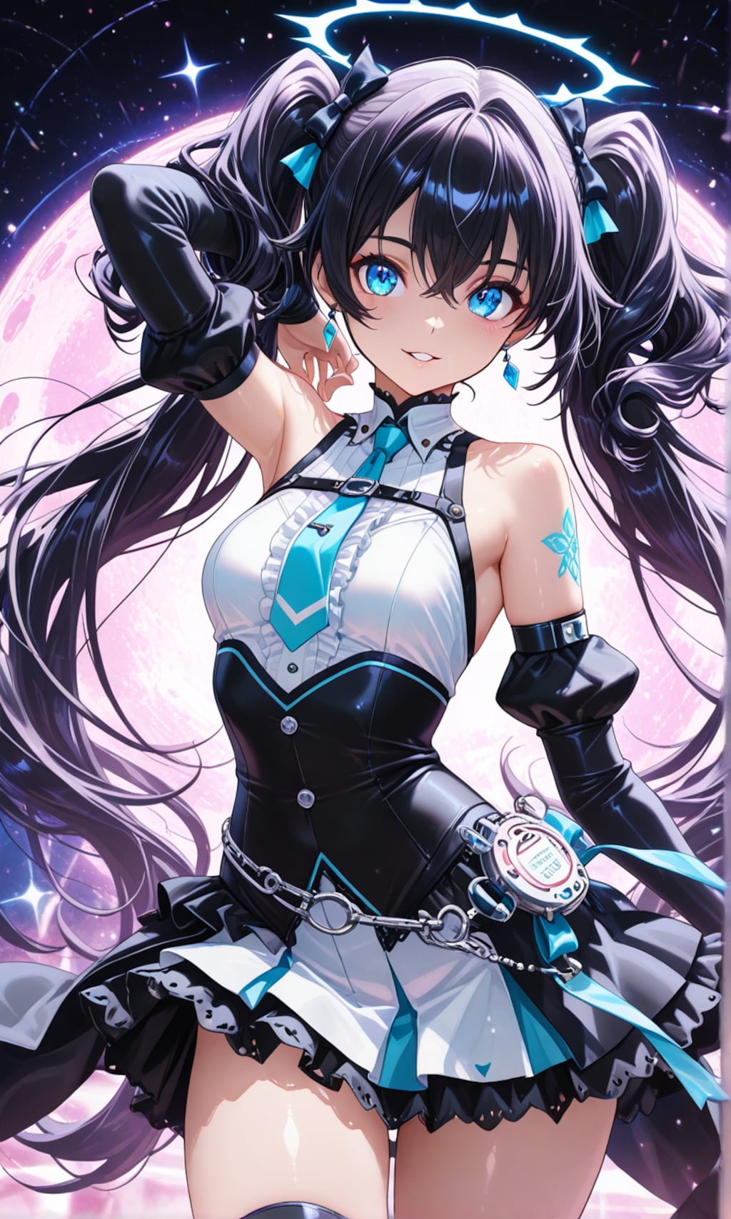 黒髪ツインテール美女