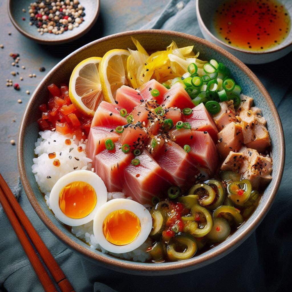 カツオのスタミナ漬け丼