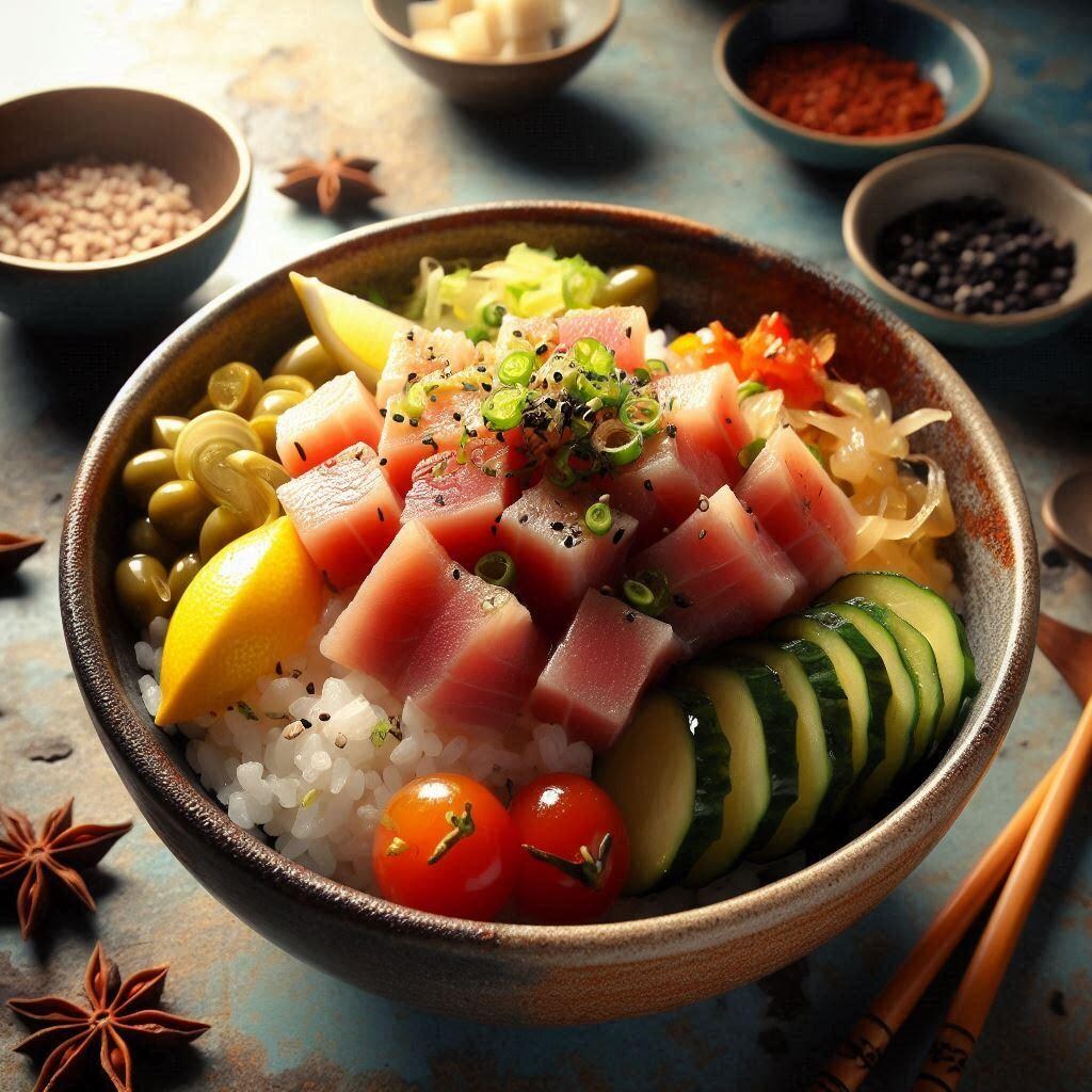 カツオのスタミナ漬け丼