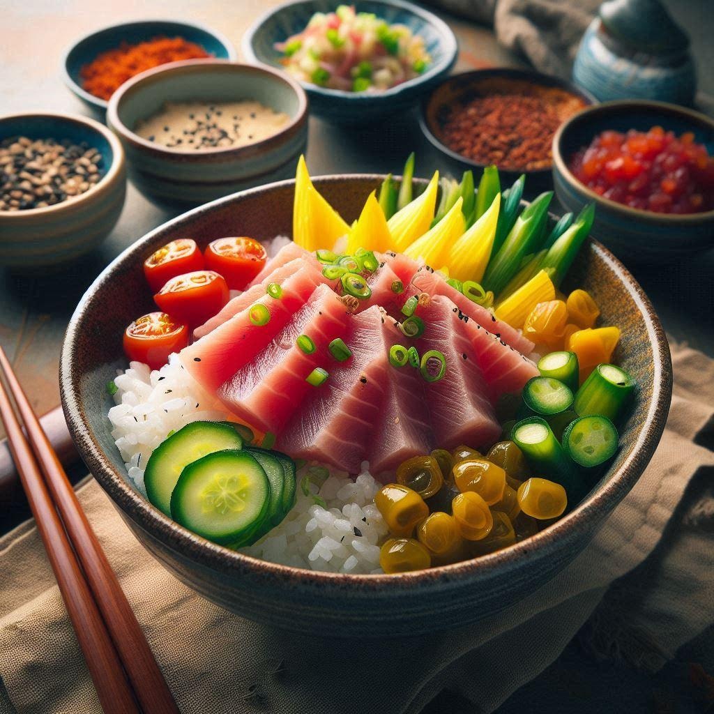 カツオのスタミナ漬け丼