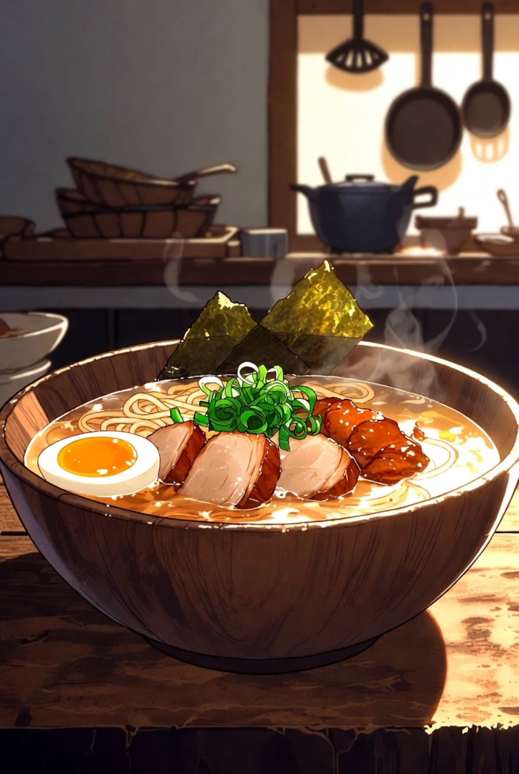 木をくりぬいた感じのボウル皿にラーメンが入っていると何かメルヘンチックになる現象