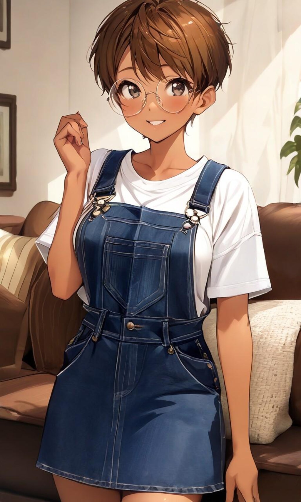 サロペット眼鏡っ娘