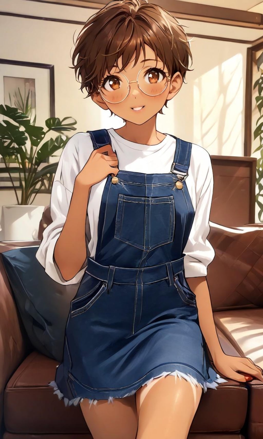 サロペット眼鏡っ娘