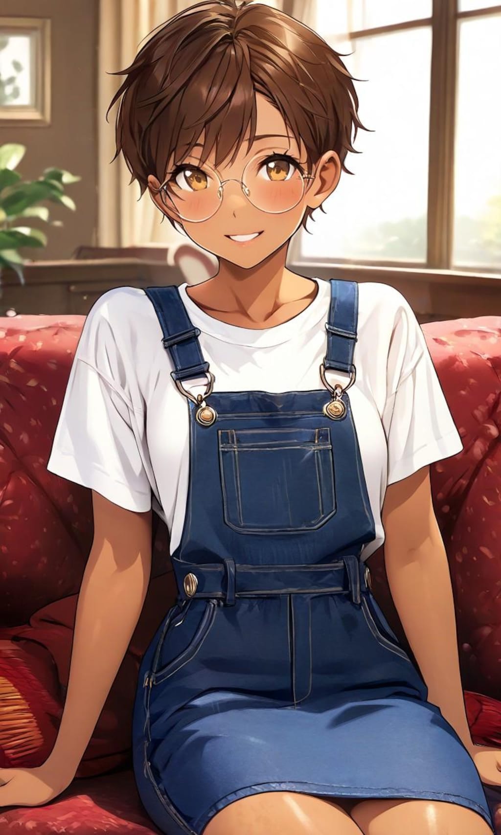 サロペット眼鏡っ娘