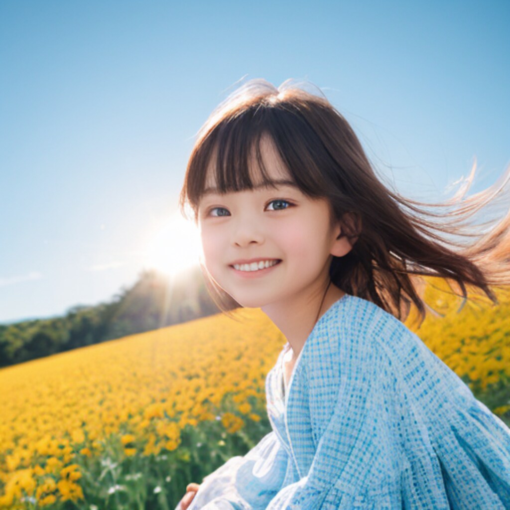 朝焼けの花畑で