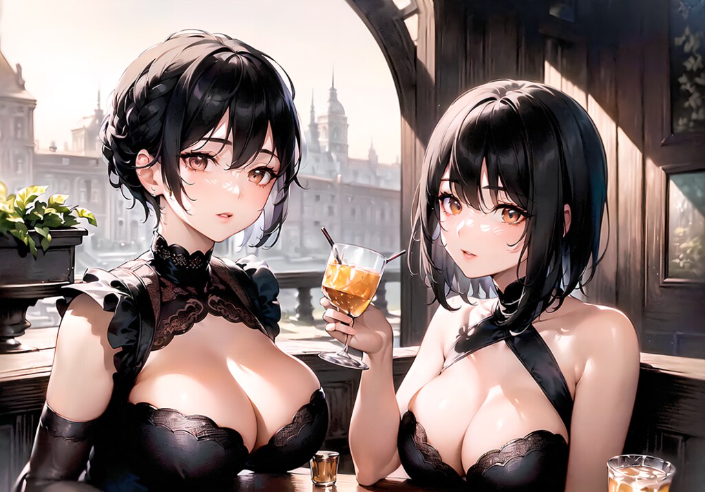 そこのお兄さん♡私達と一緒に飲みませんか？プロンプト有