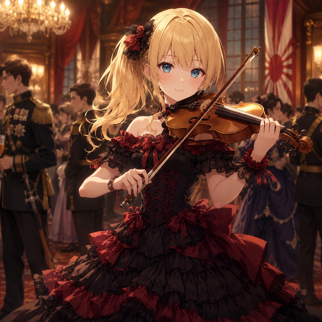 軍のパーティでヴァイオリンを弾くV4Bちゃん
