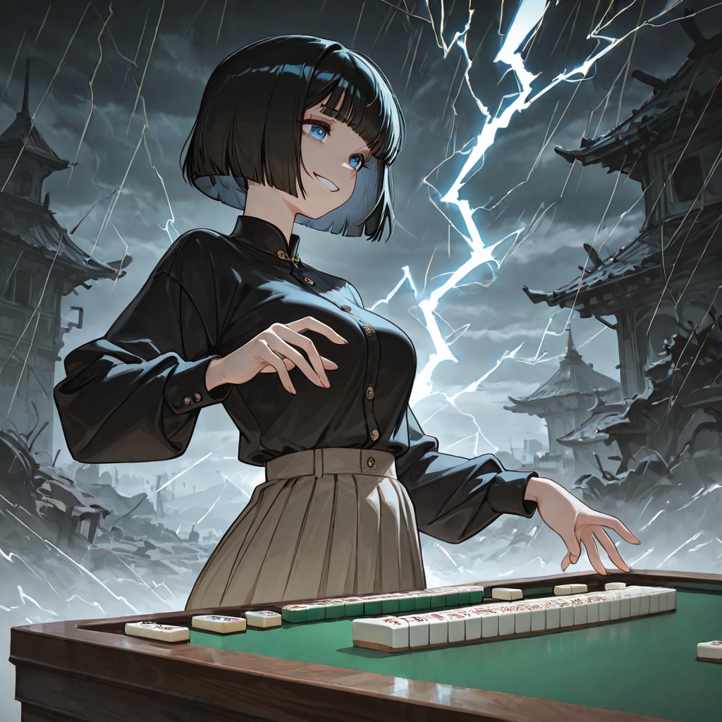 黒髪さんに電流走る