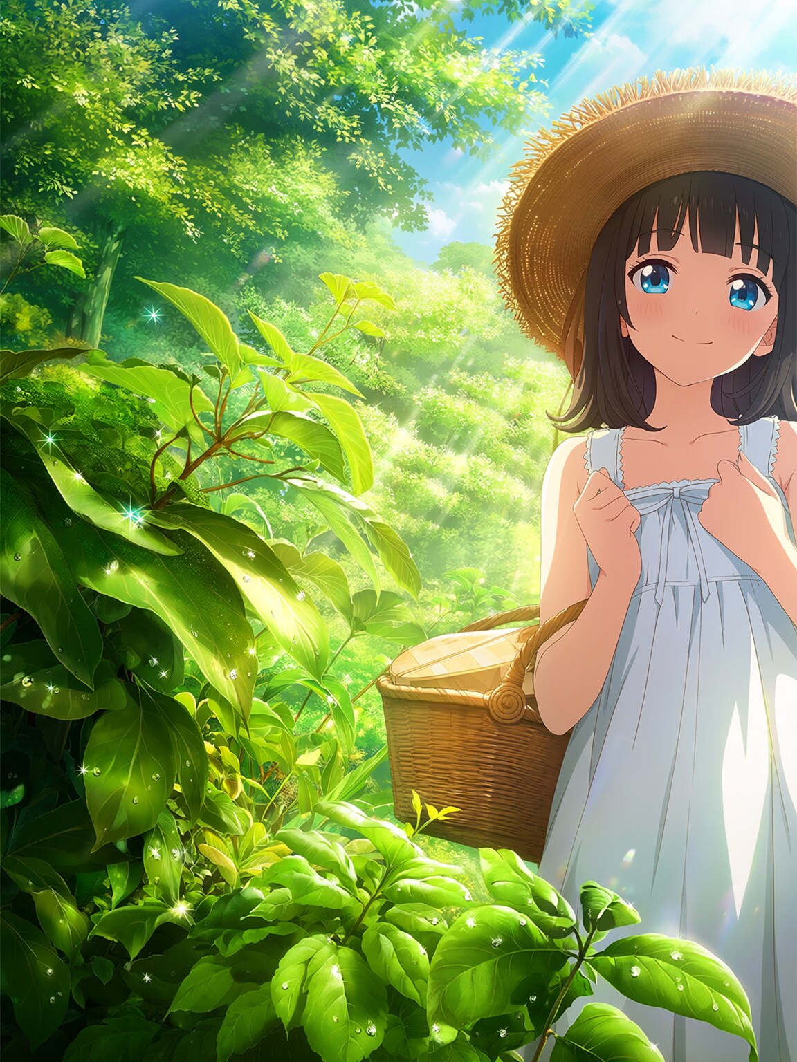 雨上がりの若葉と、ピクニック少女