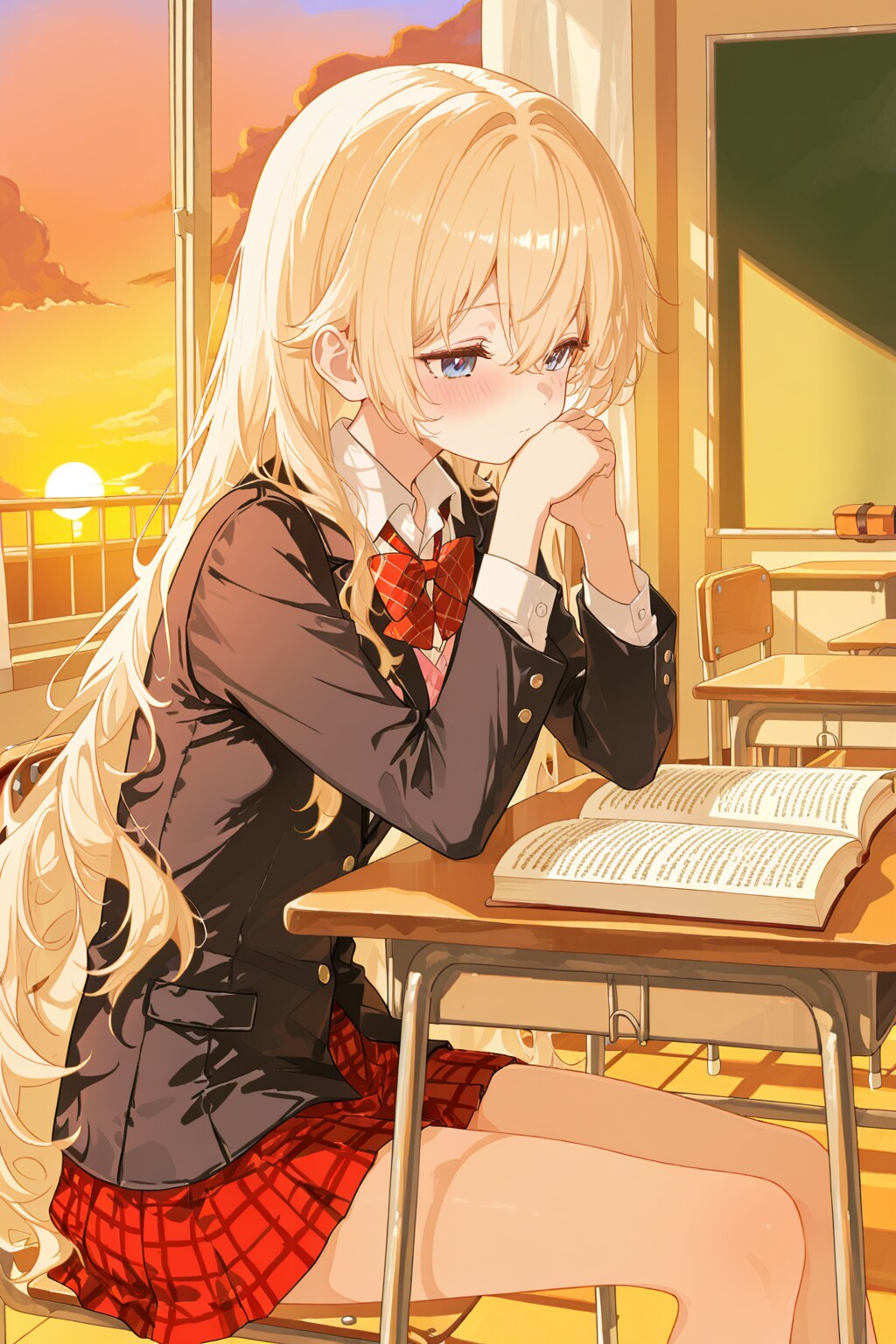 APRICOTテストで夕日と補習少女