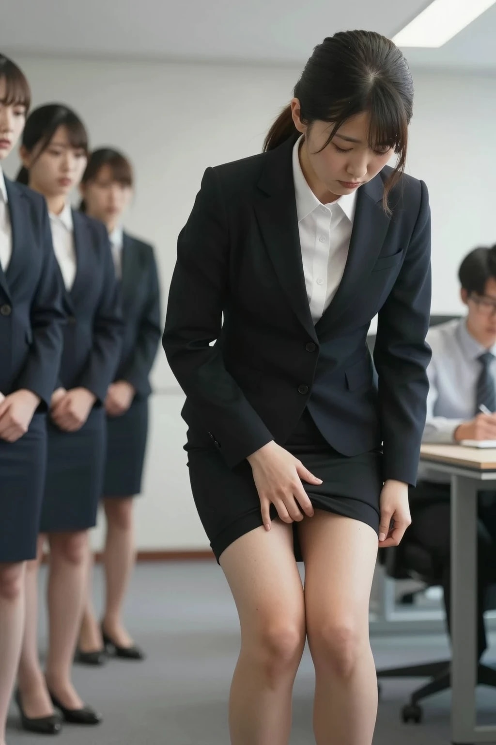 初日の挨拶で、尿意を我慢できない新入社員