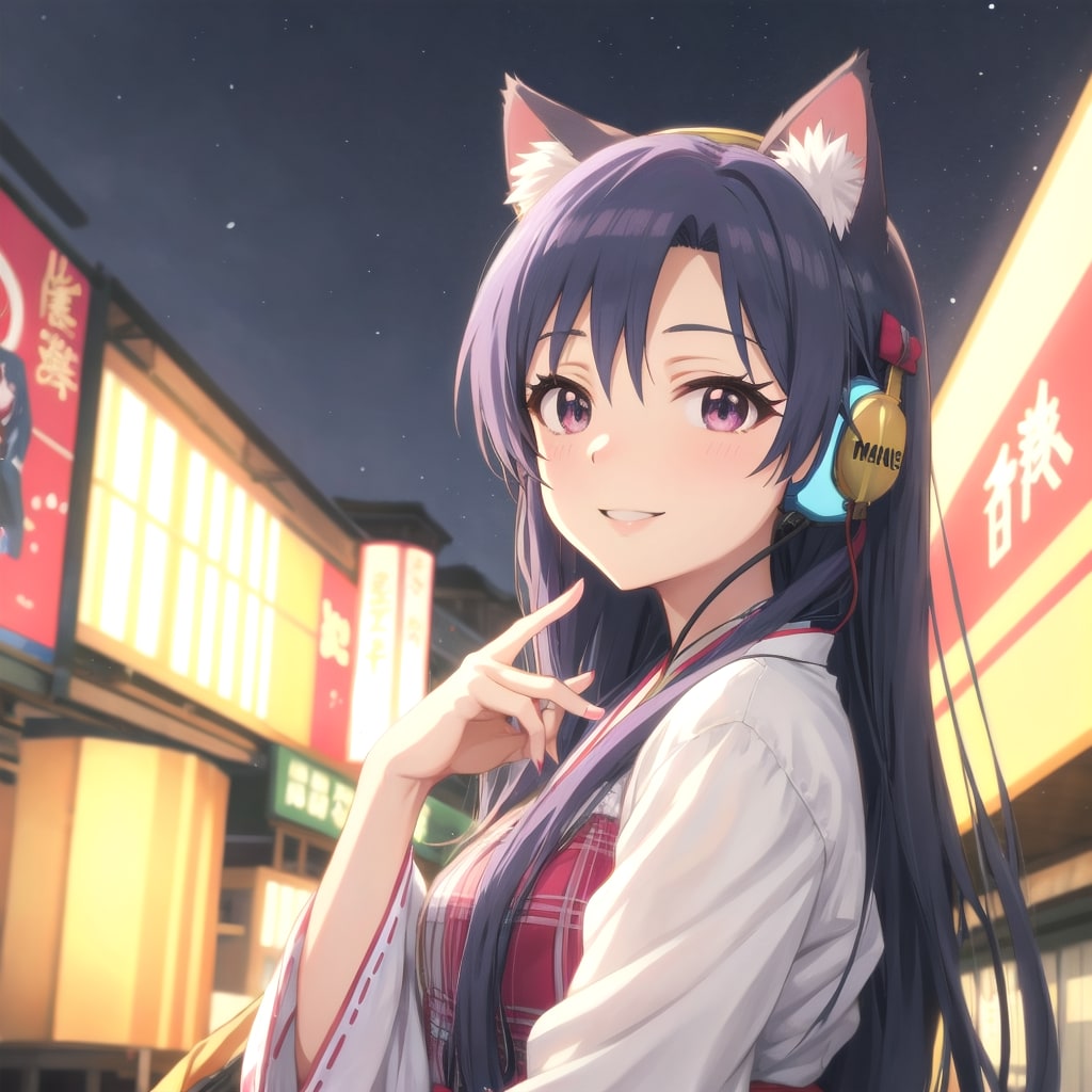 猫耳ヘッドホンをつけた如月千早さん。