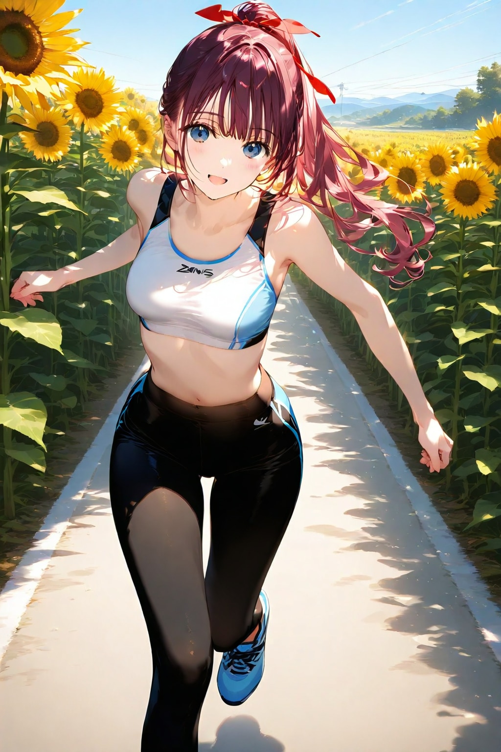 うわぁ～❤️ひまわり畑の近くを走れるなんて最高ね❤️