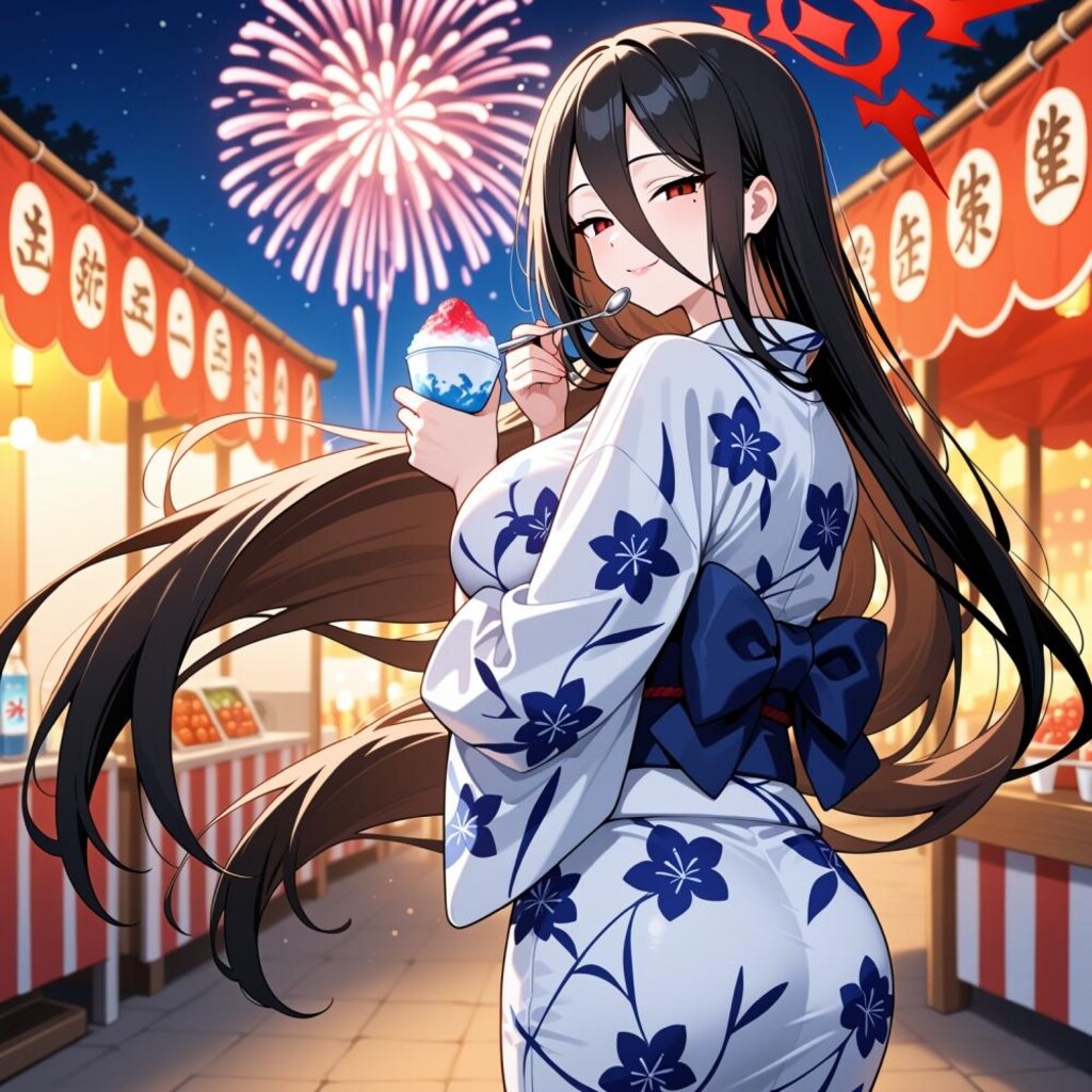 夏祭りかき氷浴衣コスプレ人妻&ドット絵