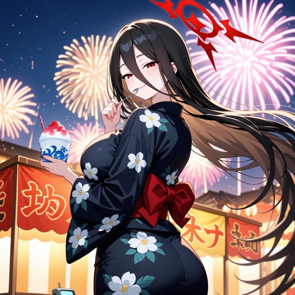 夏祭りかき氷浴衣コスプレ人妻&ドット絵