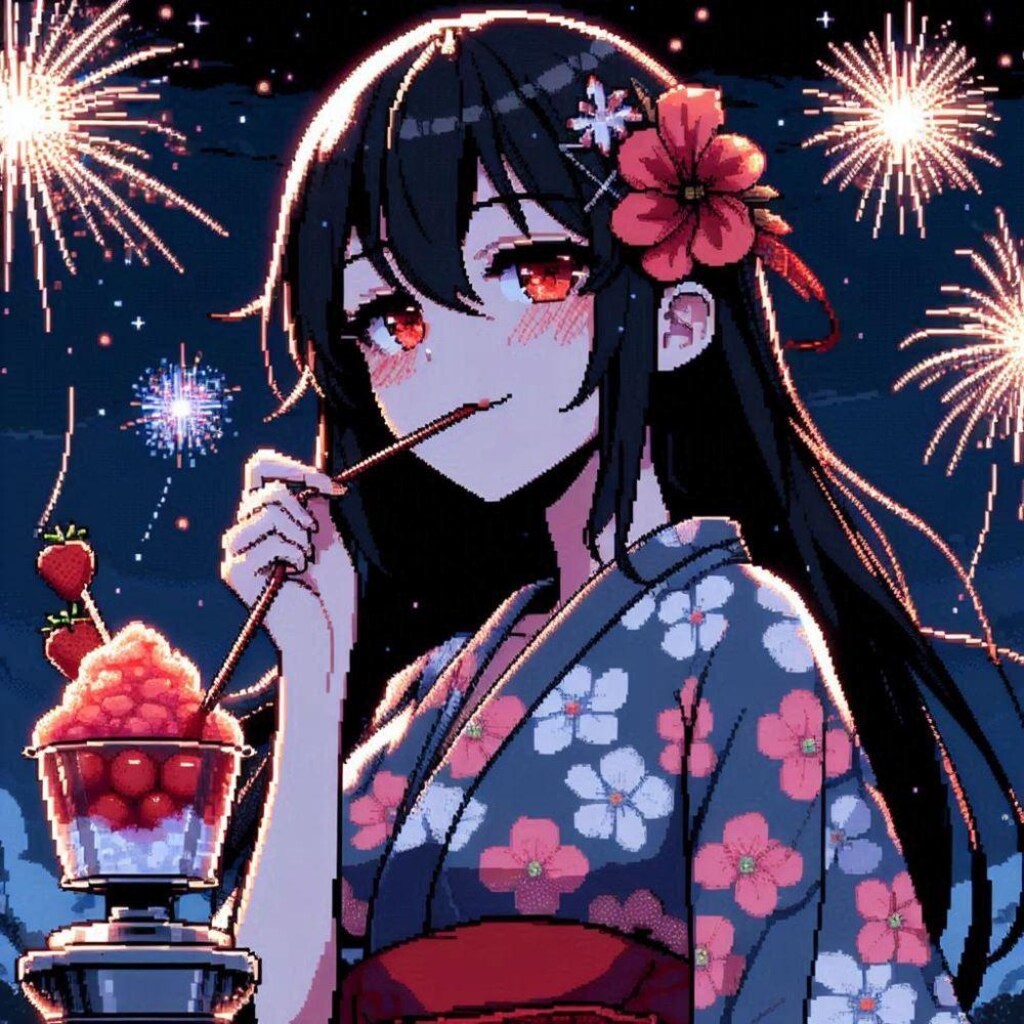 夏祭りかき氷浴衣コスプレ人妻&ドット絵