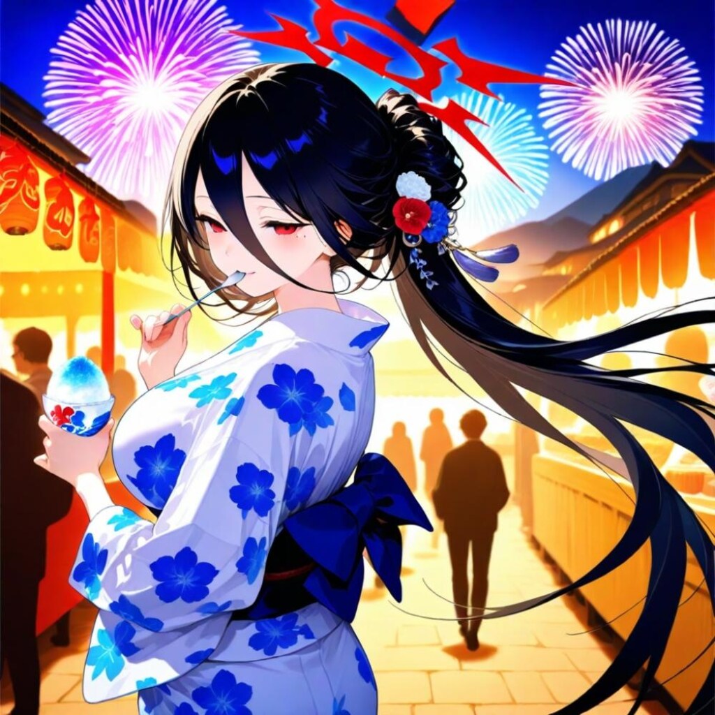 夏祭りかき氷浴衣コスプレ人妻&ドット絵