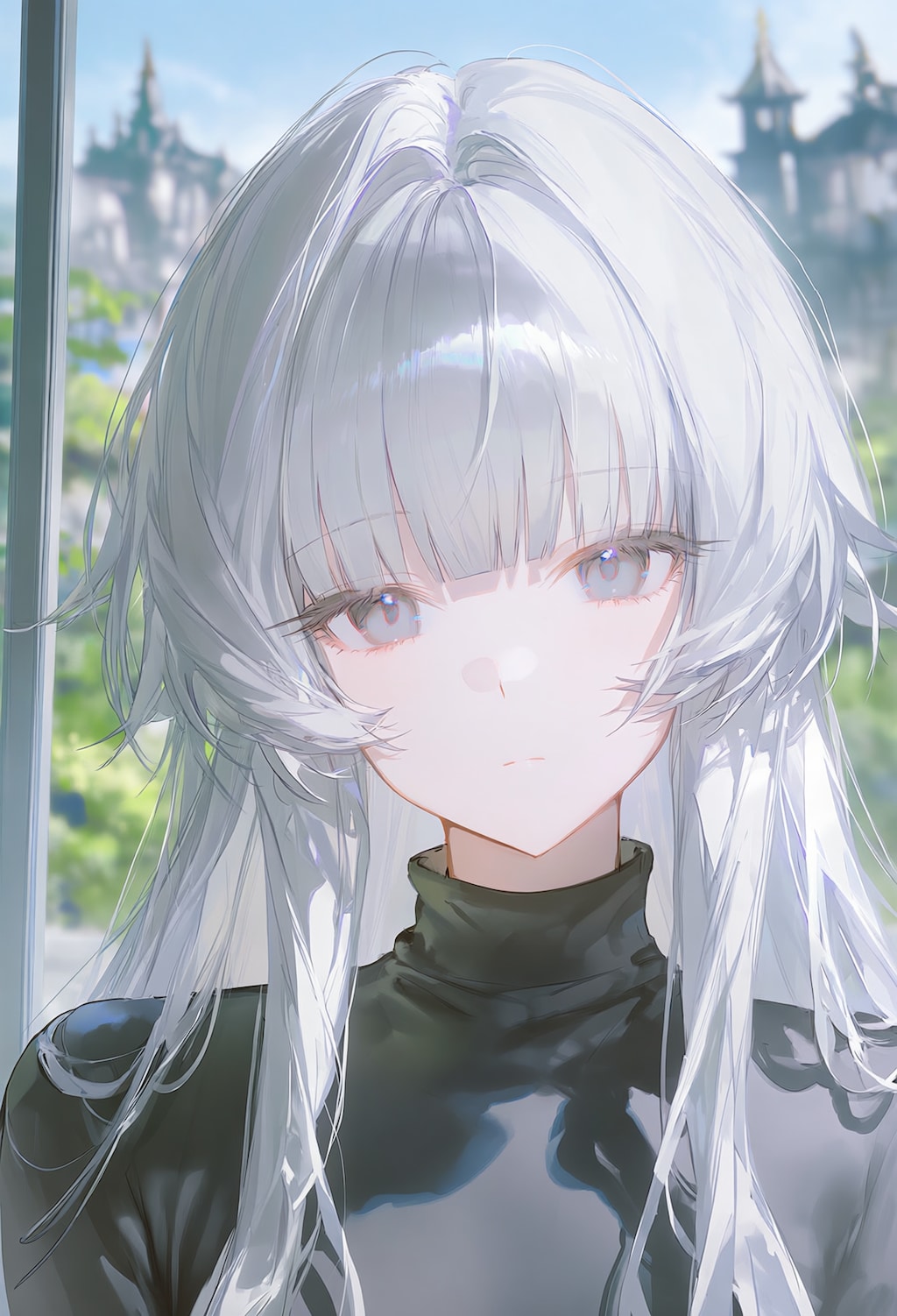静かな白髪の少女