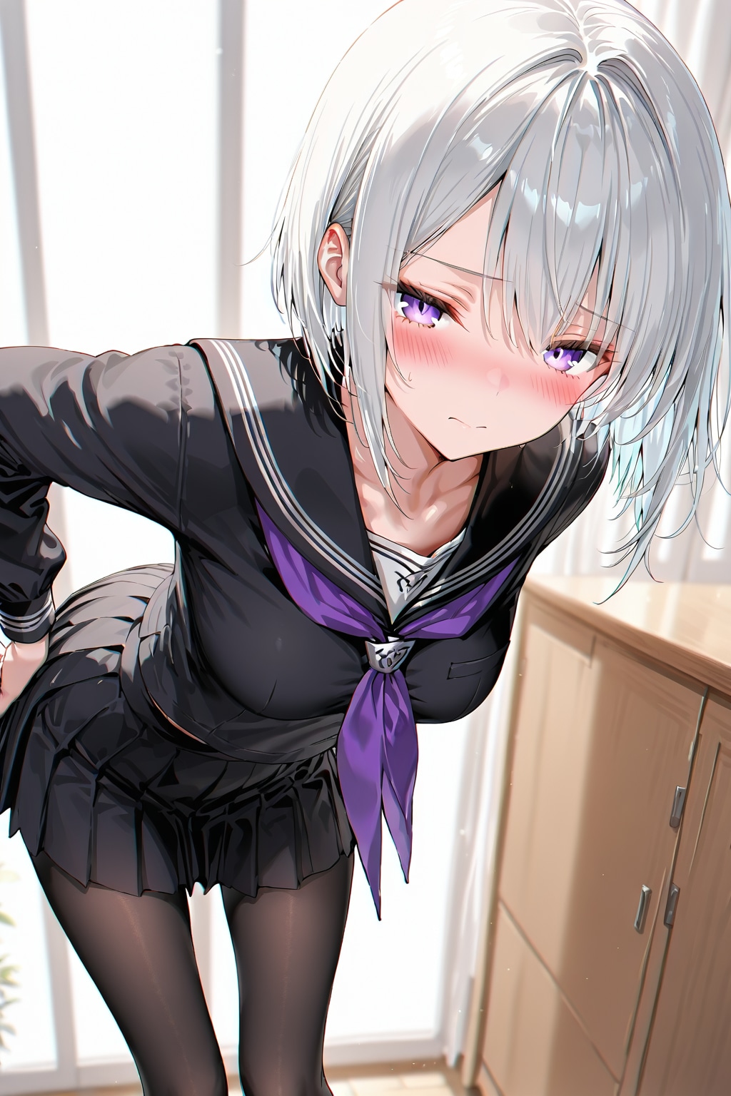 (1101)銀髪ちゃんセーラー服