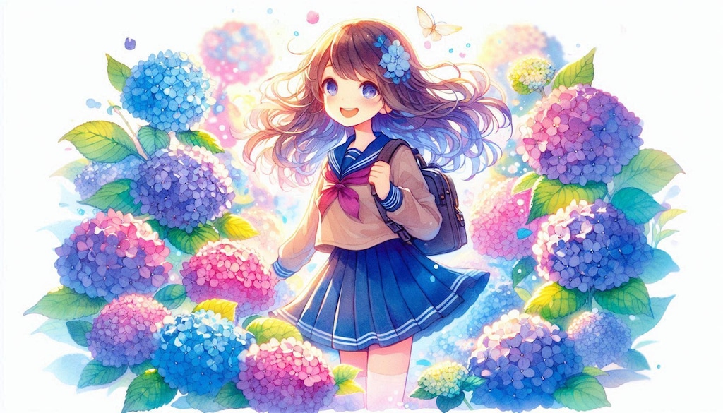 紫陽花に囲まれて