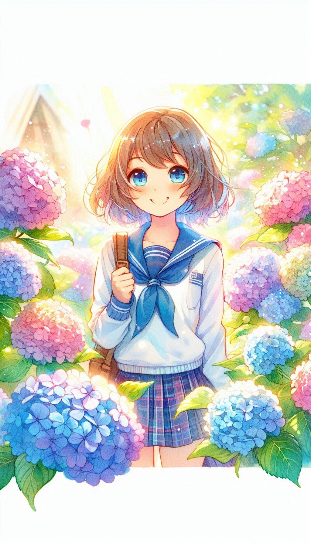 紫陽花に囲まれて