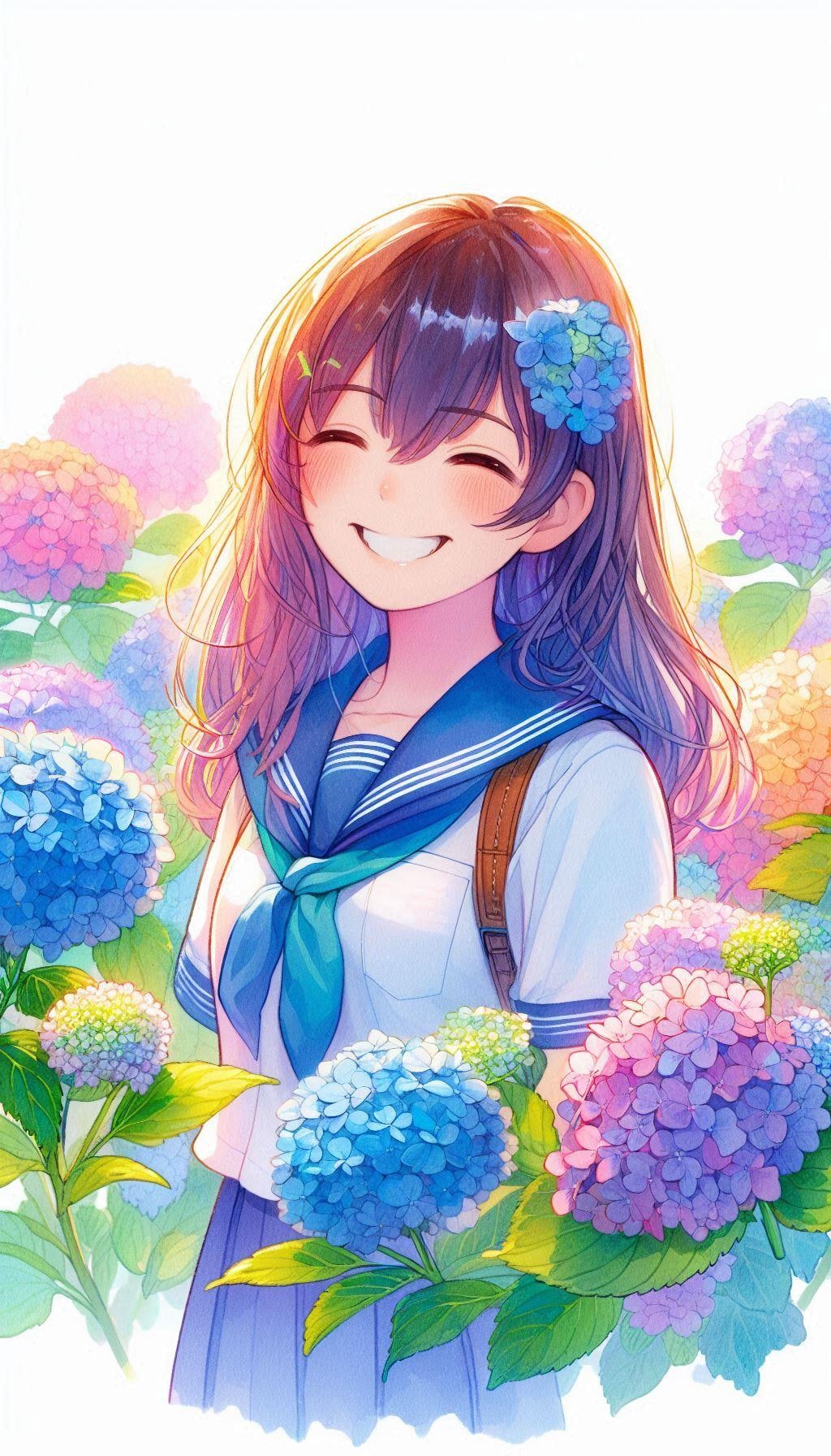 紫陽花に囲まれて