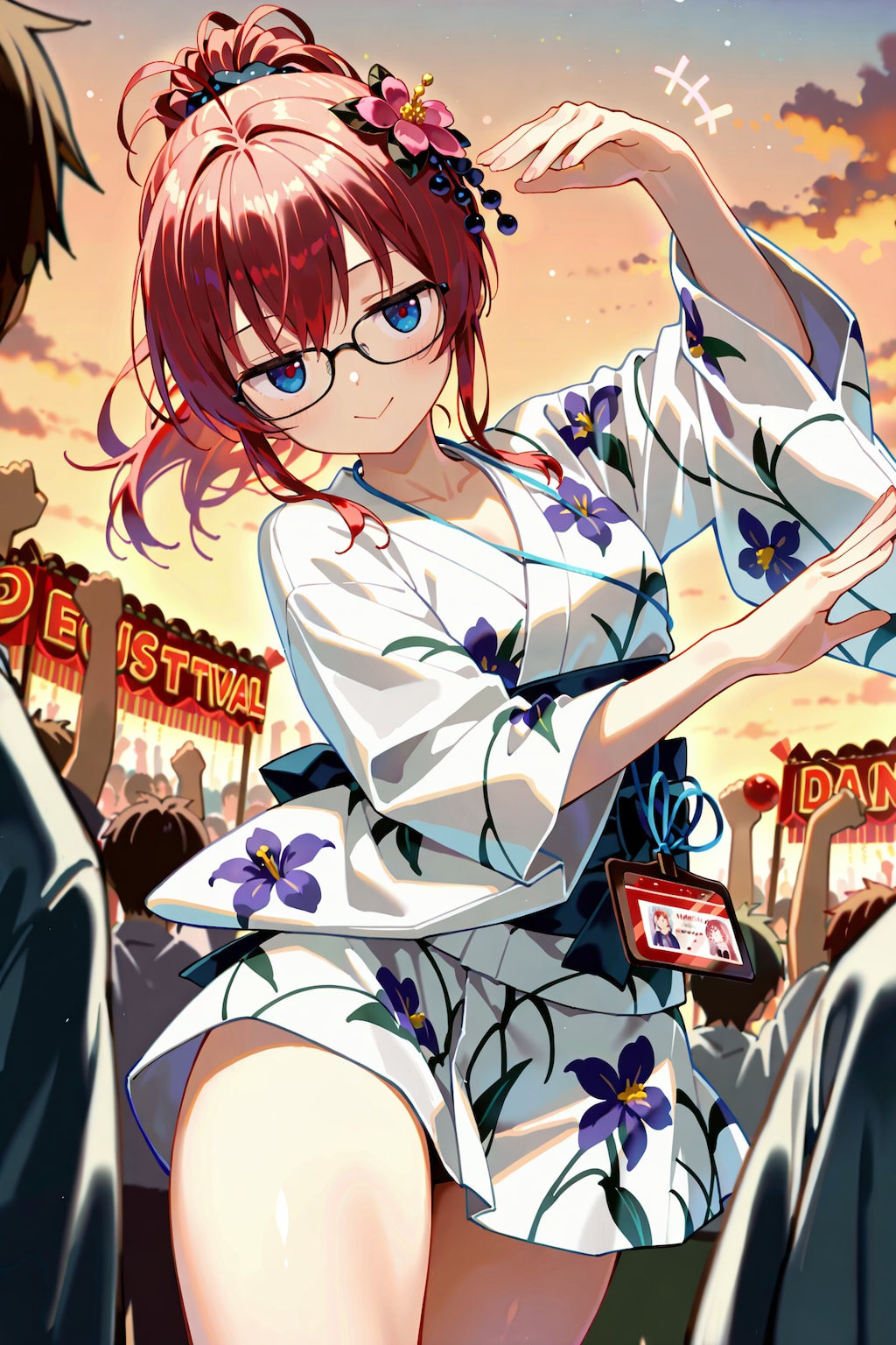 盆踊りを楽しむジト目先生 Y705