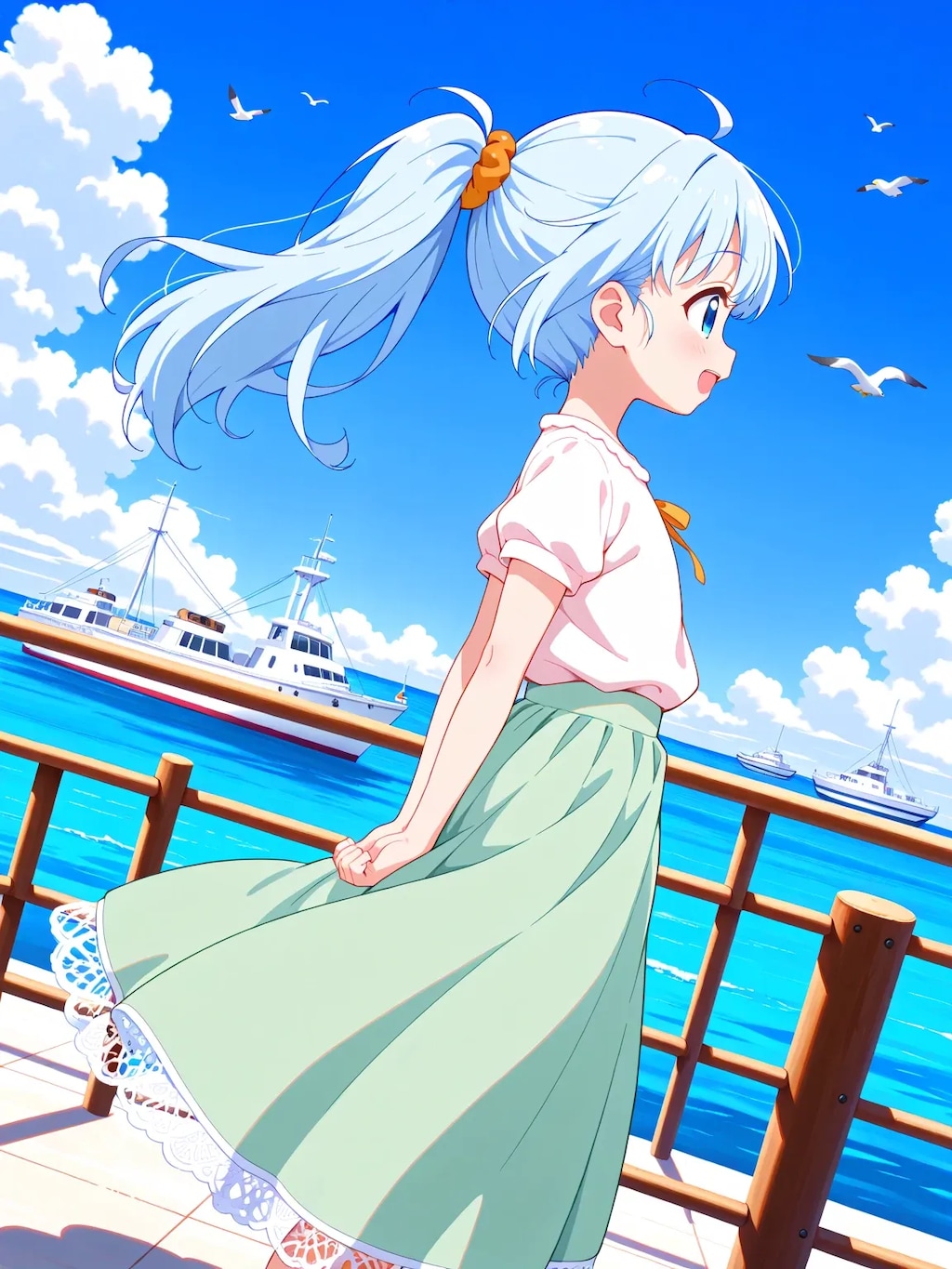 港を散歩するあおいちゃん