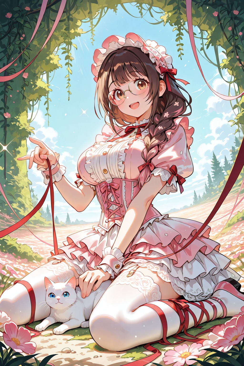 猫と芝桜 | の人気AIイラスト・グラビア