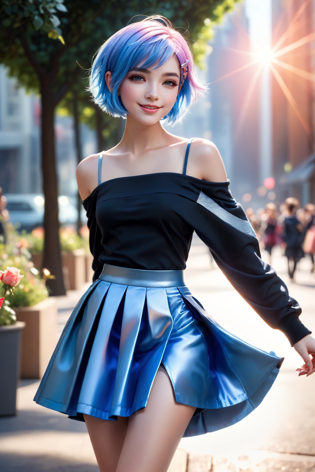 逆光の光の中で