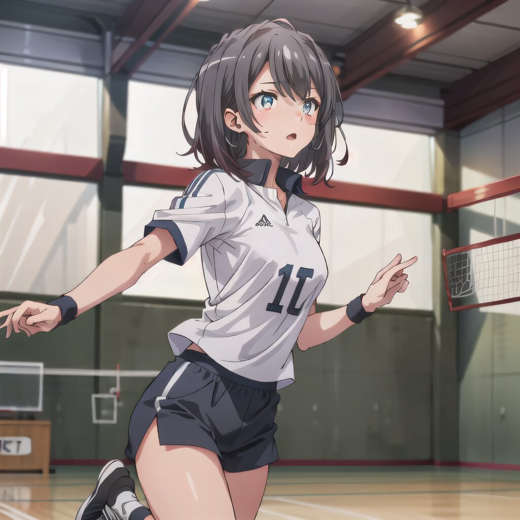 黒髪ボブでユニフォームの少女８