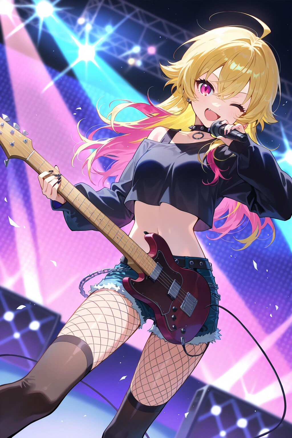 へそ出しギタリスト