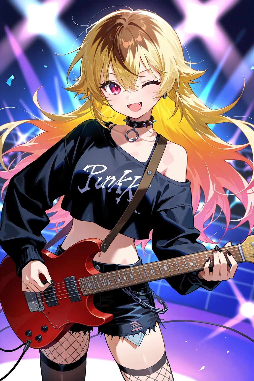 へそ出しギタリスト