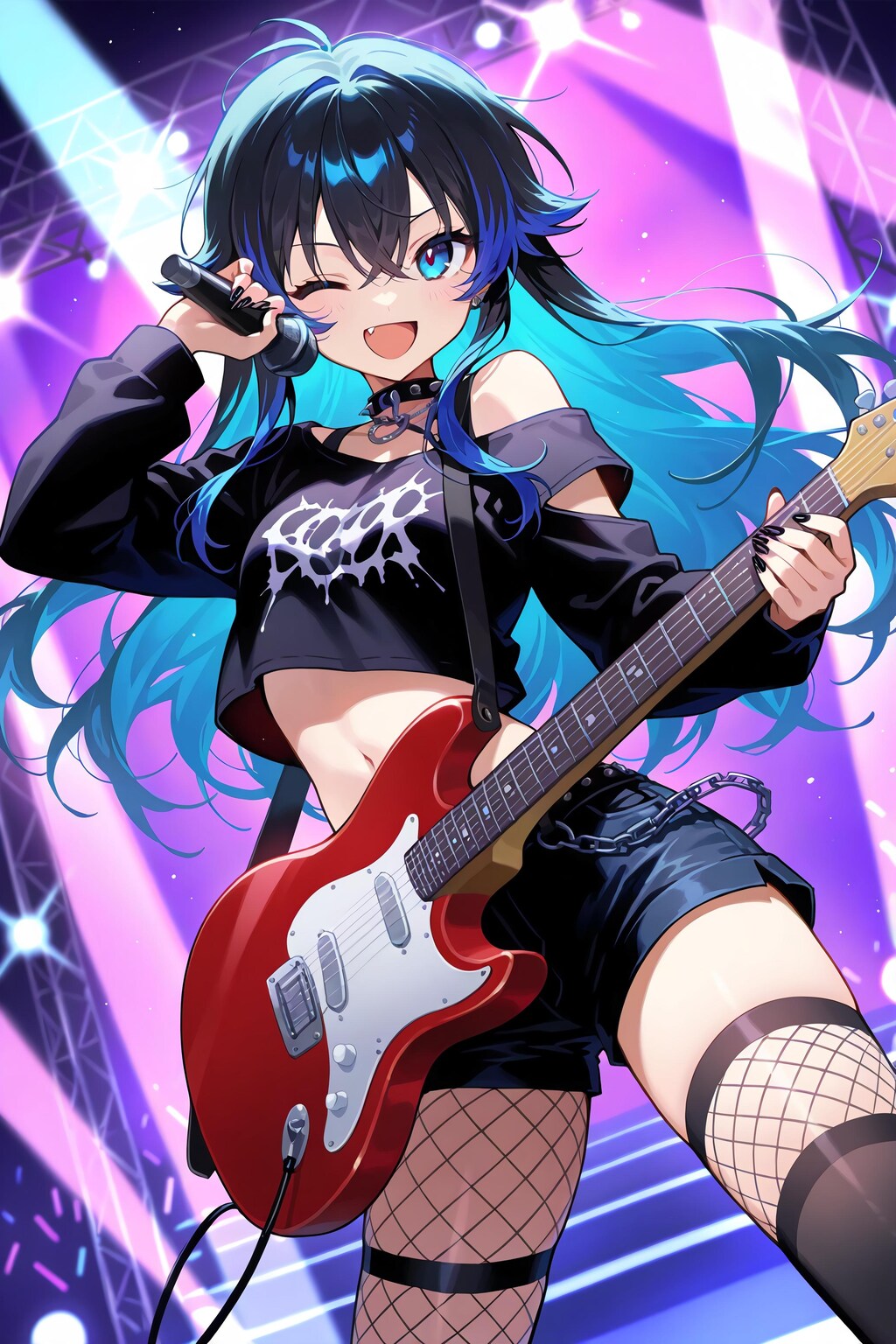 へそ出しギタリスト