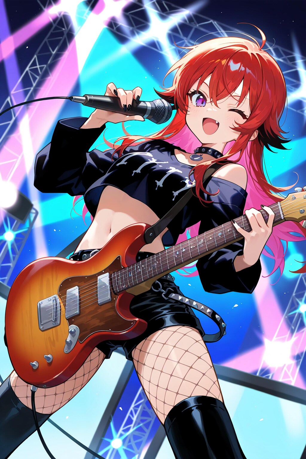 へそ出しギタリスト